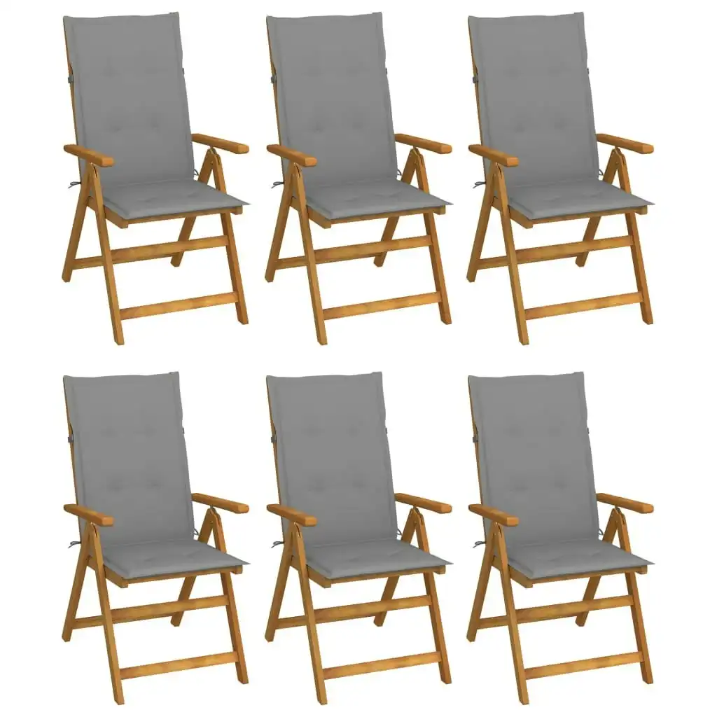 Folding Garden Chairs 6 pcs with Cushions Solid Acacia Wood 3064120