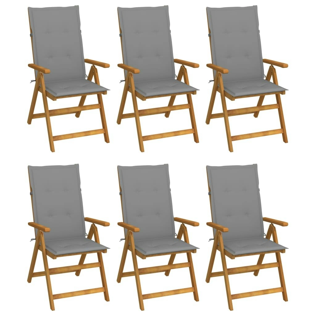 Folding Garden Chairs 6 pcs with Cushions Solid Acacia Wood 3064120