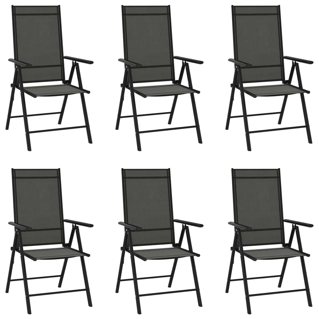 Folding Garden Chairs 6 pcs Textilene Black 312179