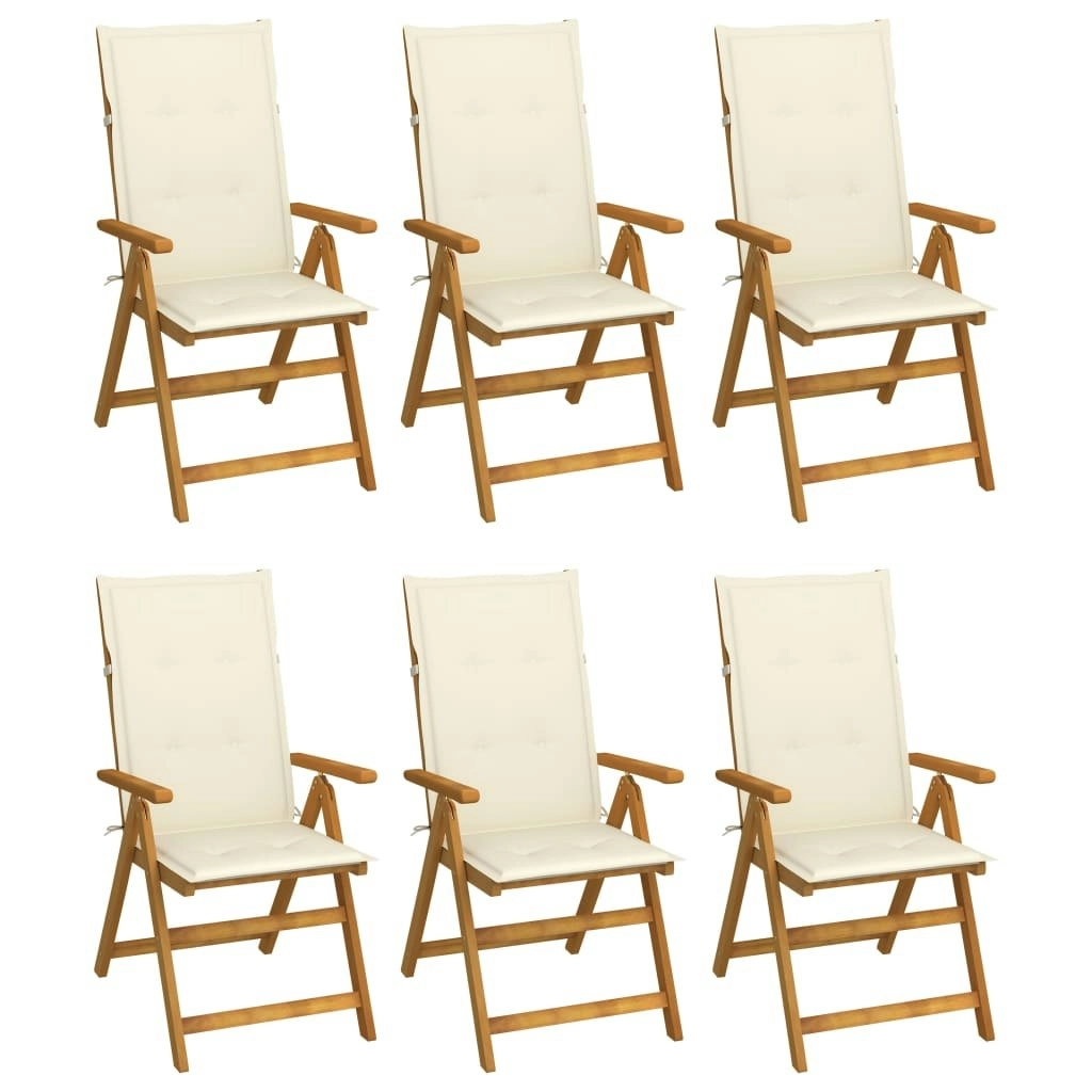 Folding Garden Chairs 6 pcs with Cushions Solid Acacia Wood 3064121