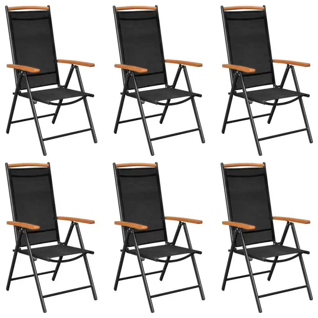 Folding Garden Chairs 6 pcs Textilene Black 312187