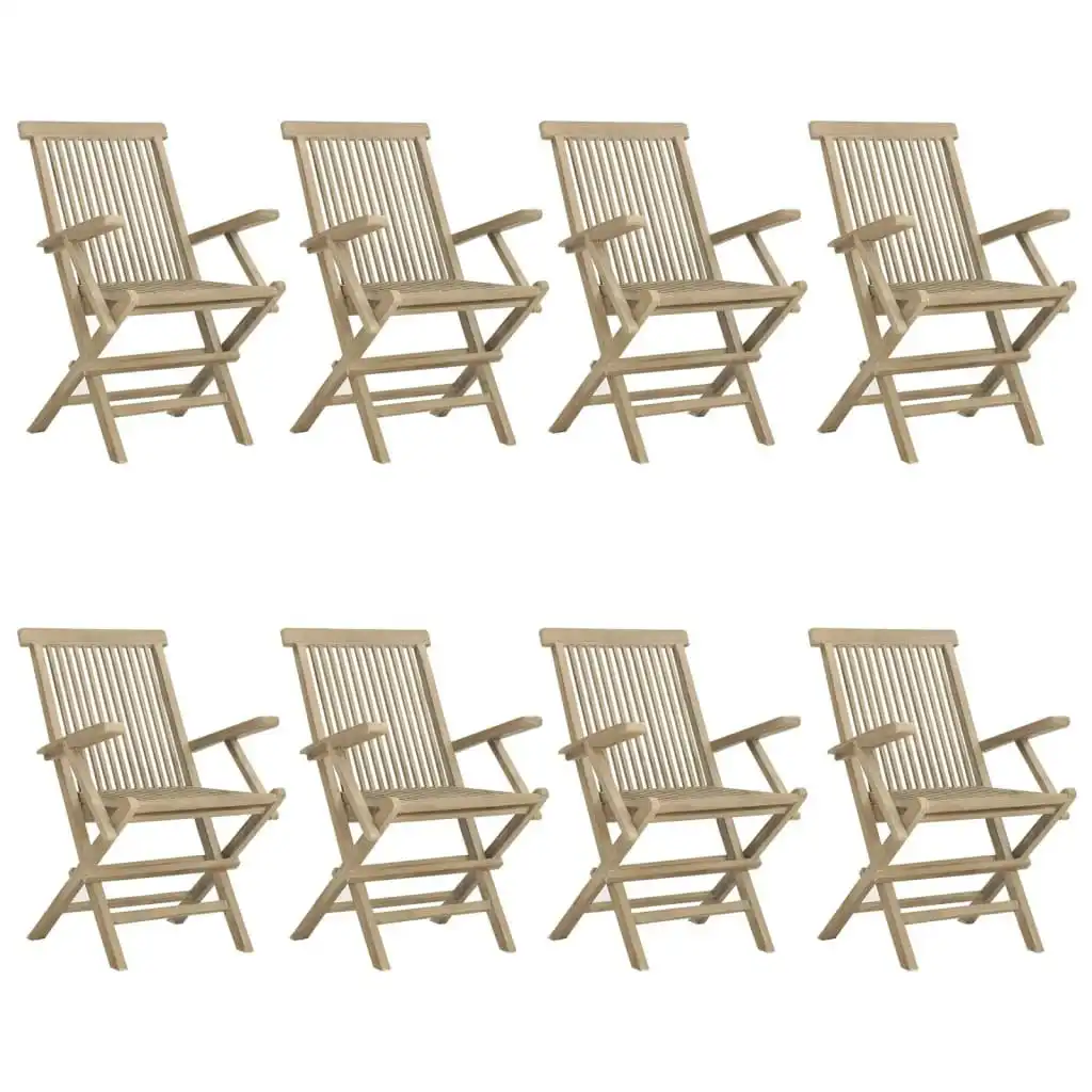 Folding Garden Chairs 8 pcs Grey 56x61x89 cm Solid Wood Teak 3155072