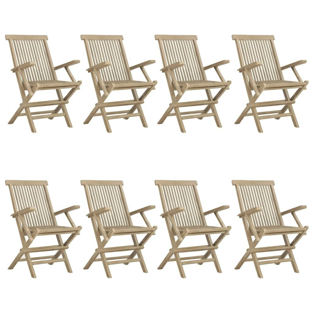 Folding Garden Chairs 8 pcs Grey 56x61x89 cm Solid Wood Teak 3155072