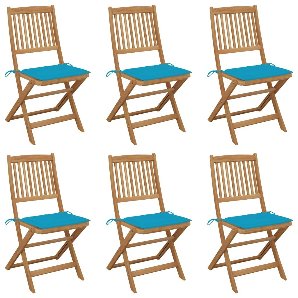 Folding Garden Chairs 6 pcs with Cushions Solid Acacia Wood 3074998