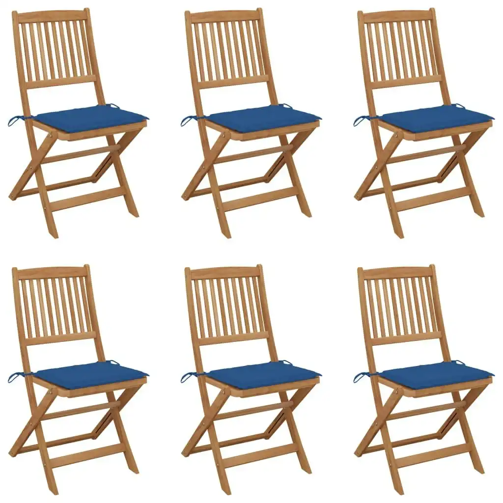 Folding Garden Chairs 6 pcs with Cushions Solid Wood Acacia 3065492