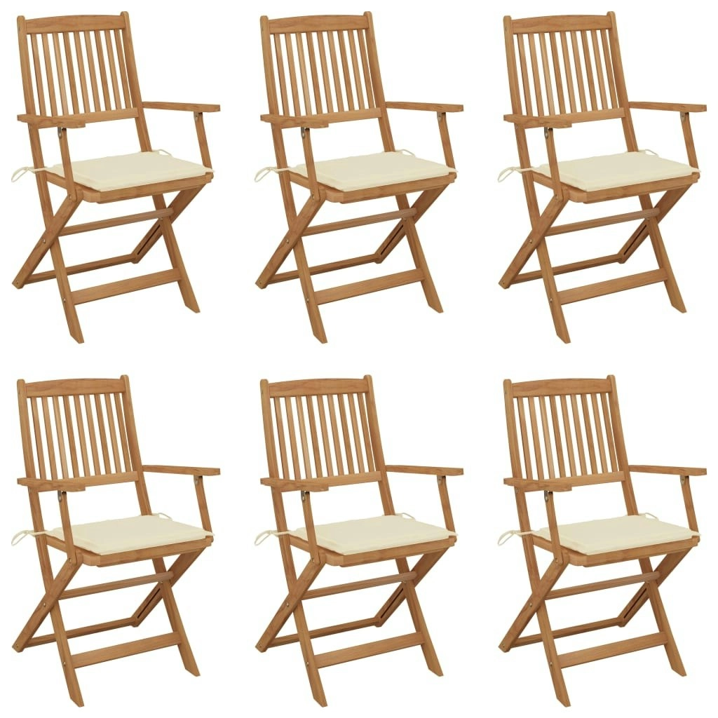 Folding Garden Chairs 6 pcs with Cushions Solid Wood Acacia 3065463