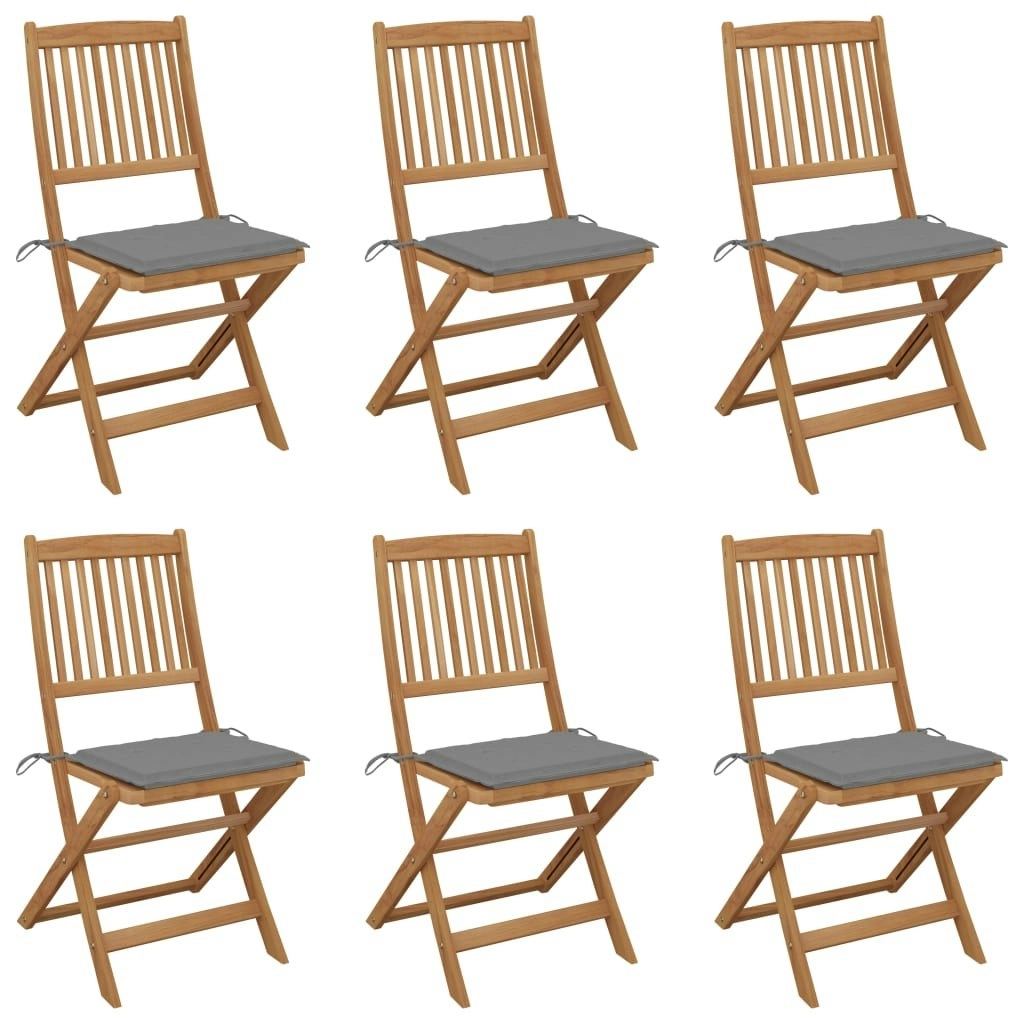 Folding Garden Chairs 6 pcs with Cushions Solid Wood Acacia 3065489