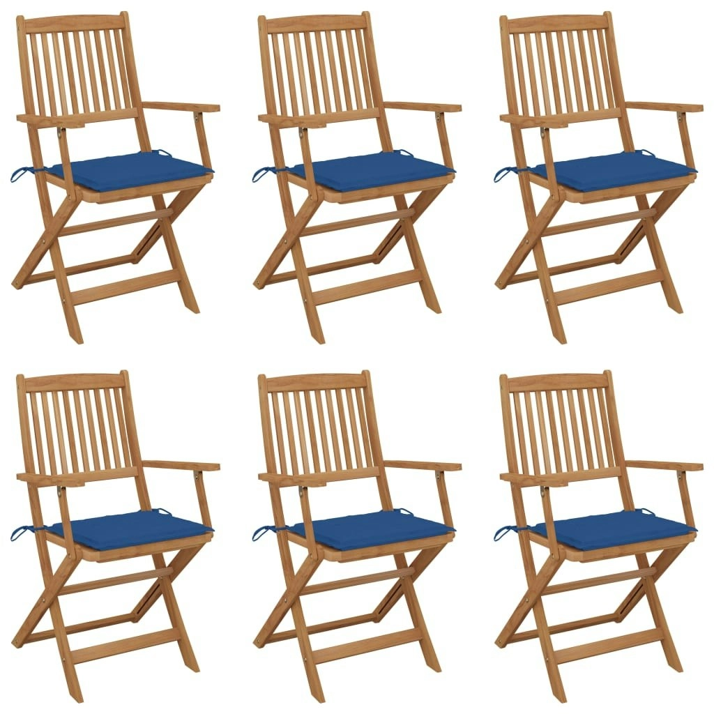 Folding Garden Chairs 6 pcs with Cushions Solid Wood Acacia 3065465