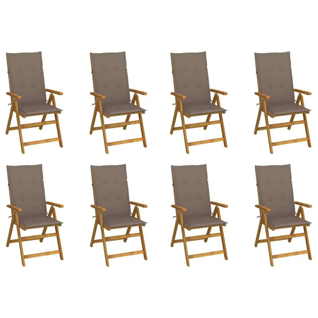 Folding Garden Chairs with Cushions 8 pcs Solid Wood Acacia 3075062