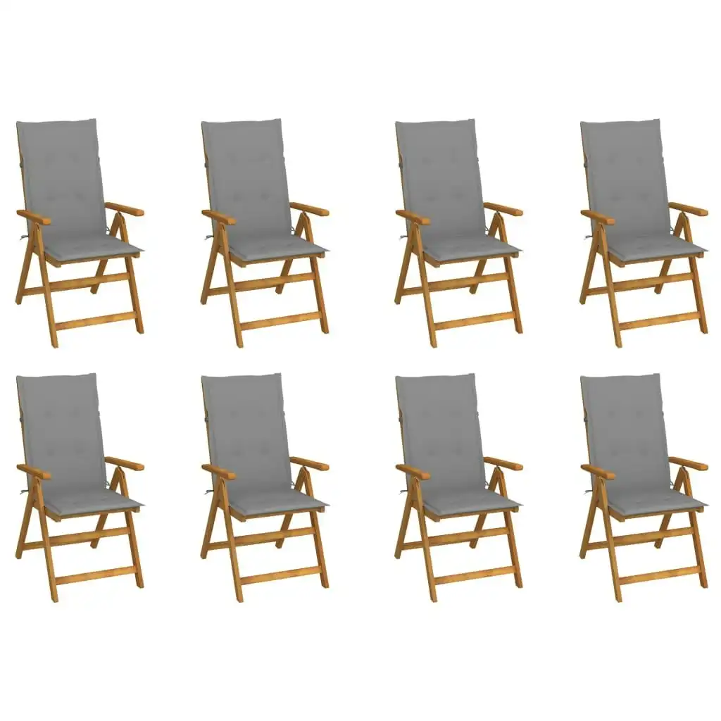 Folding Garden Chairs with Cushions 8 pcs Solid Wood Acacia 3075055