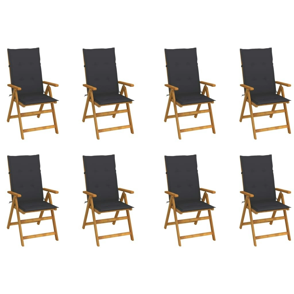 Folding Garden Chairs with Cushions 8 pcs Solid Wood Acacia 3075054