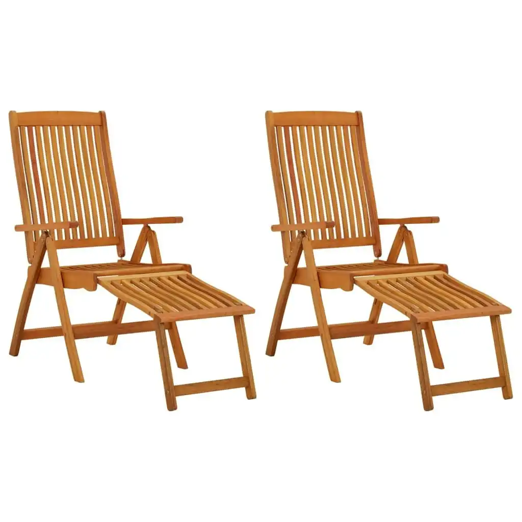 Folding Garden Chairs with Footrests 2 pcs Solid Wood Eucalyptus 316070