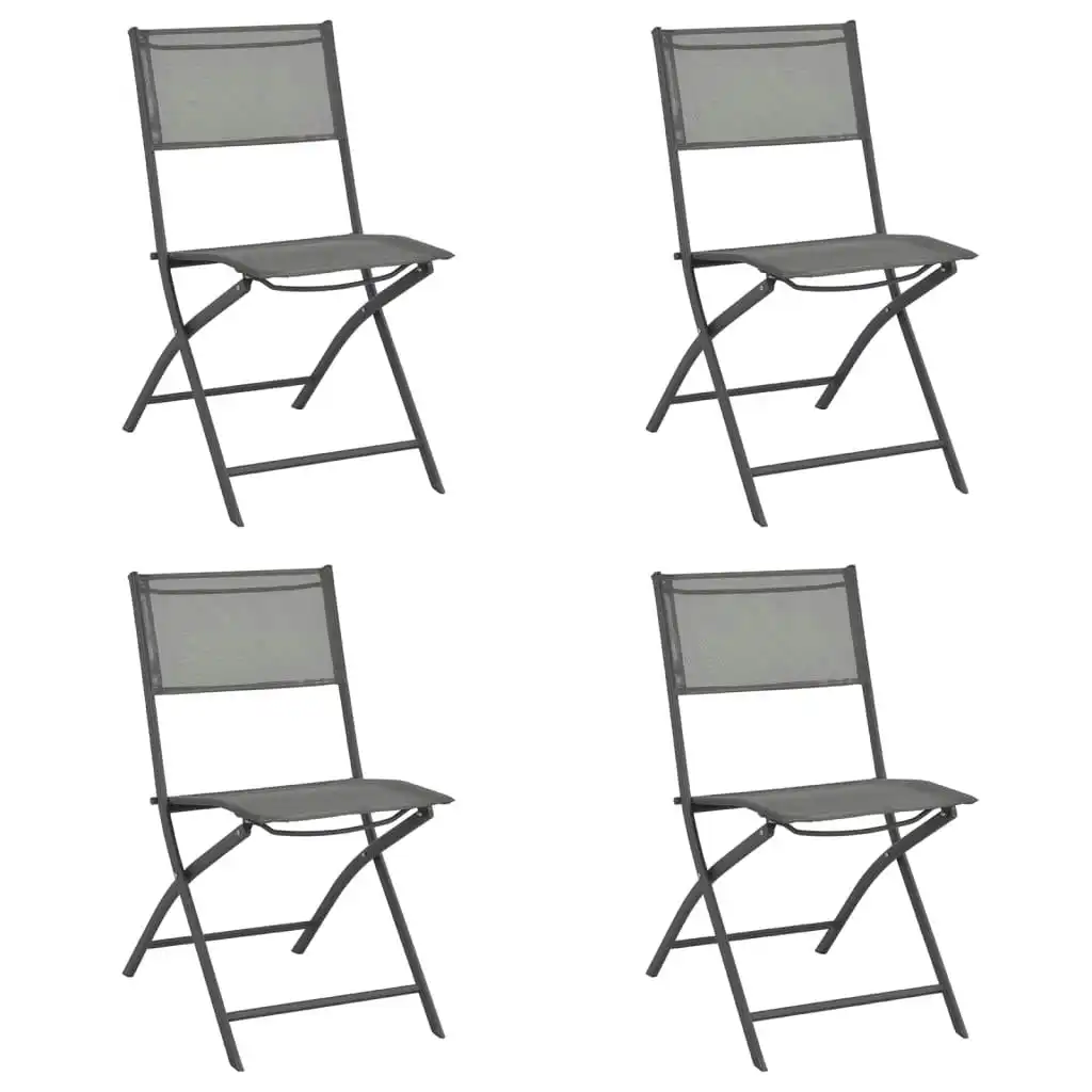 Folding Outdoor Chairs 4 pcs Grey Steel and Textilene 313081