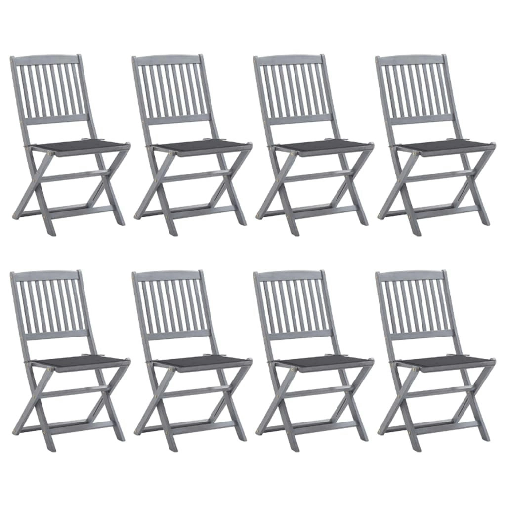 Folding Outdoor Chairs 8 pcs with Cushions Solid Acacia Wood 3078290