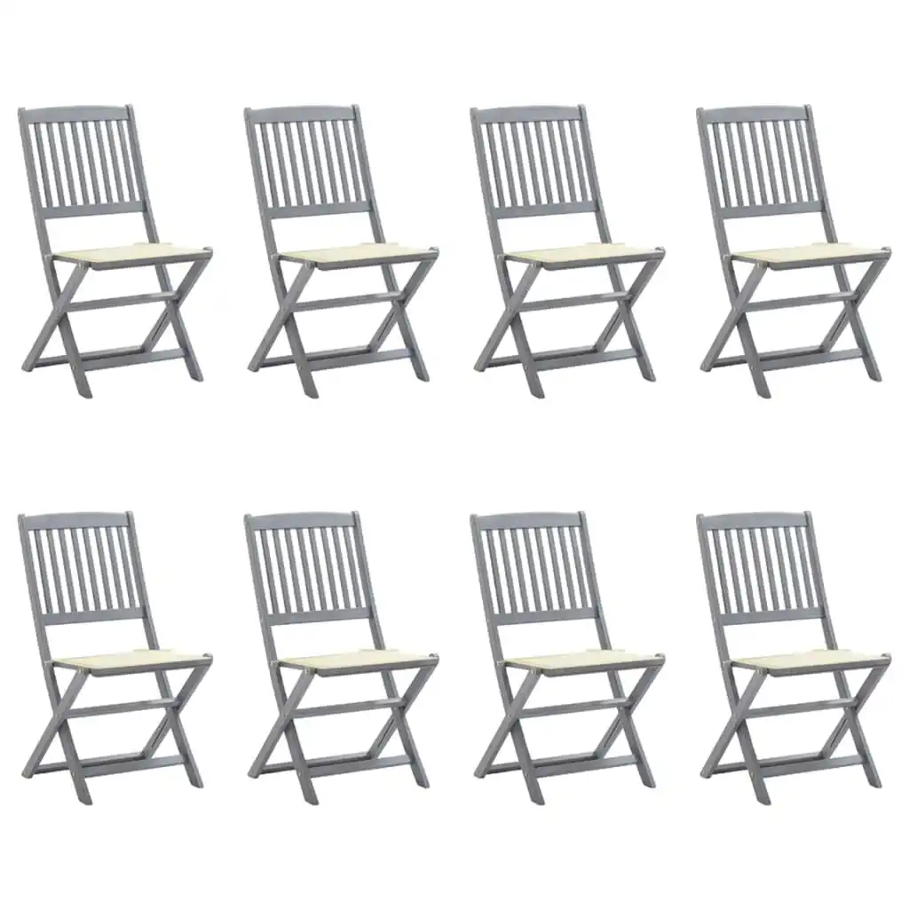 Folding Outdoor Chairs 8 pcs with Cushions Solid Acacia Wood 3078292