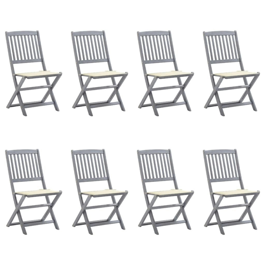 Folding Outdoor Chairs 8 pcs with Cushions Solid Acacia Wood 3078292