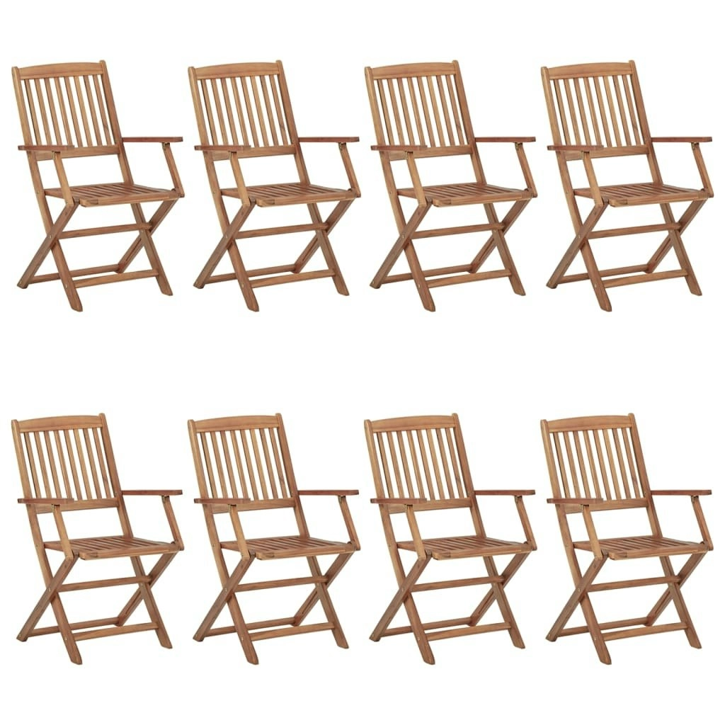 Folding Outdoor Chairs 8 pcs Solid Acacia Wood 3074937