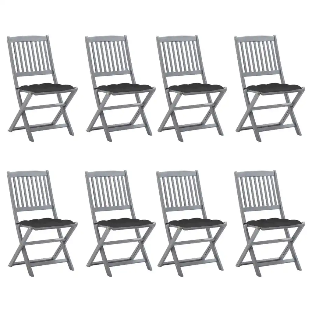 Folding Outdoor Chairs 8 pcs with Cushions Solid Acacia Wood 3078305