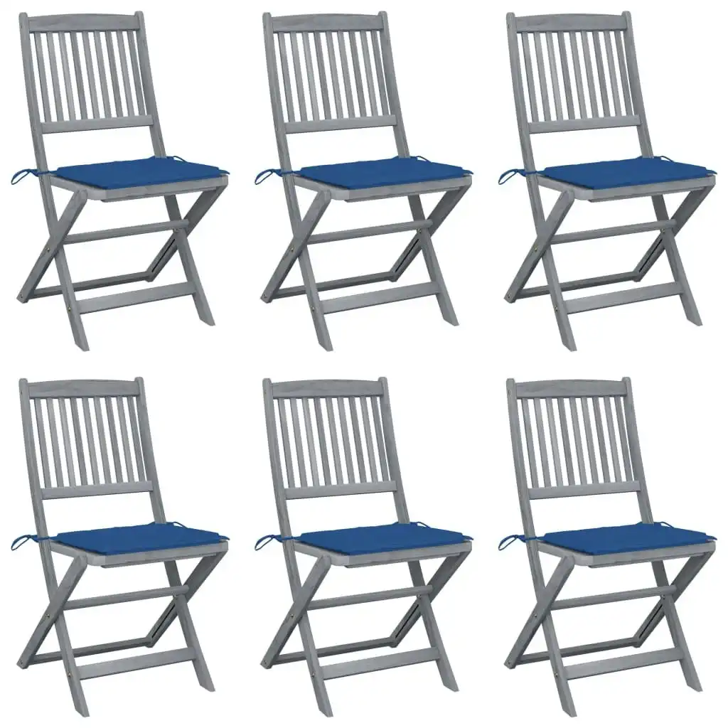 Folding Outdoor Chairs 6 pcs with Cushions Solid Acacia Wood 3065438