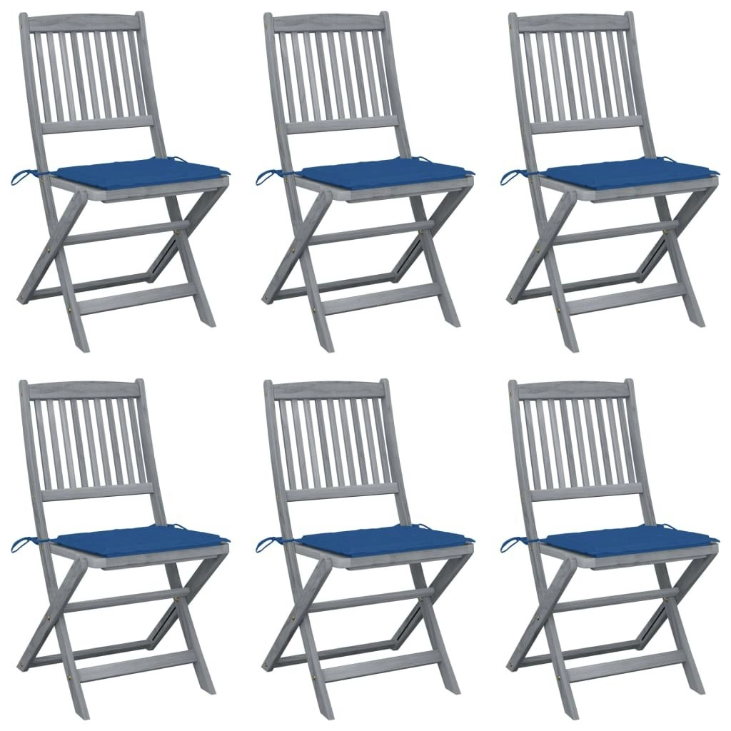 Folding Outdoor Chairs 6 pcs with Cushions Solid Acacia Wood 3065438