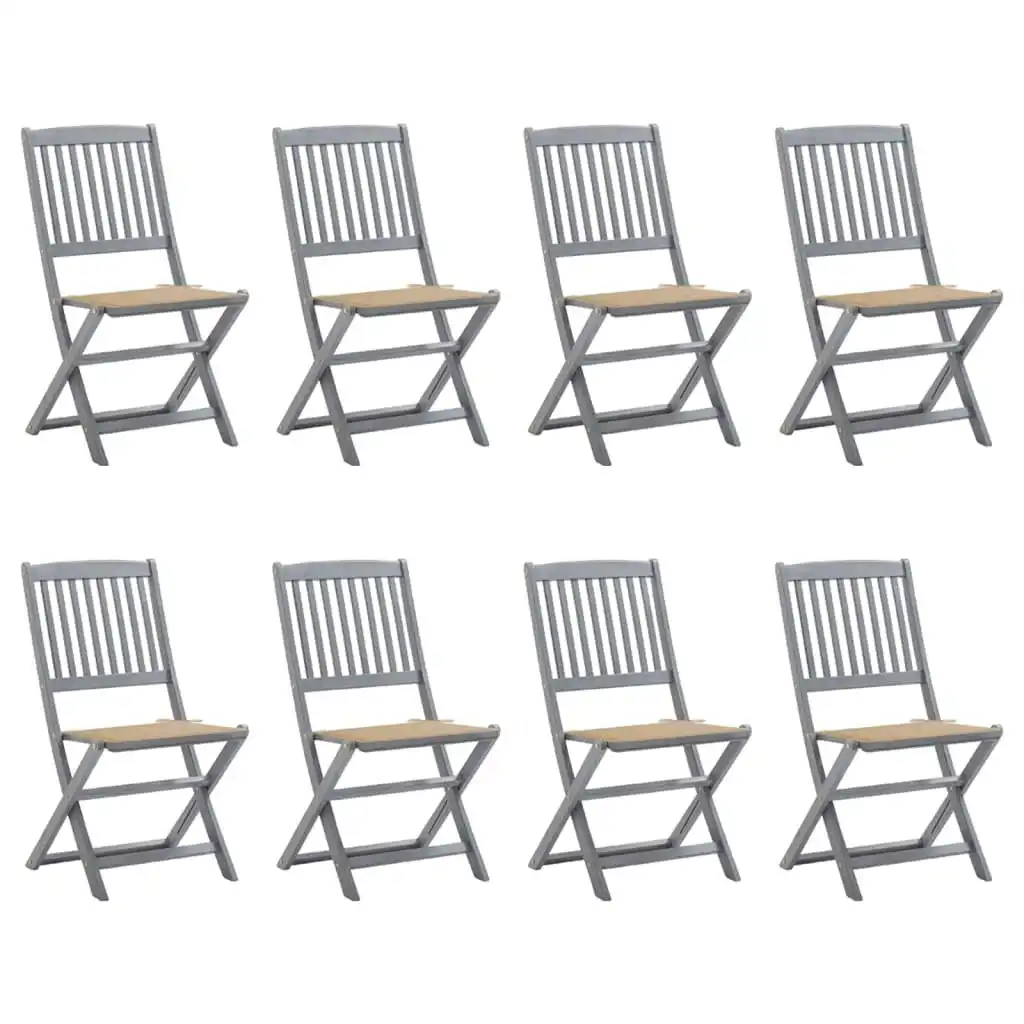 Folding Outdoor Chairs 8 pcs with Cushions Solid Acacia Wood 3078293