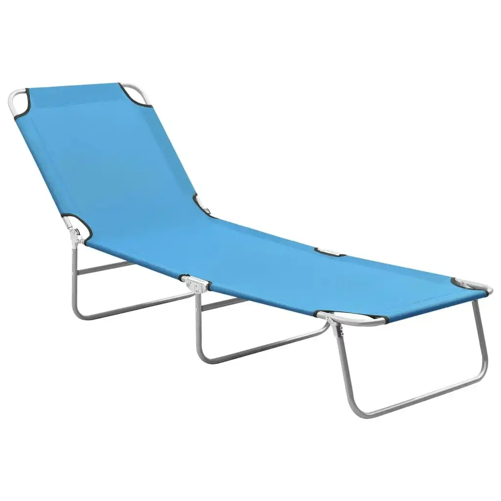 Folding Sun Lounger Steel and Fabric Turquoise Blue 310329