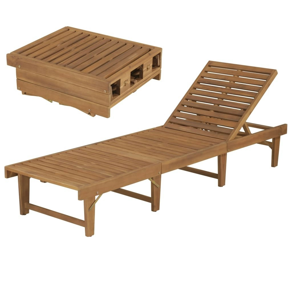 Folding Sun Lounger Solid Acacia Wood 44253