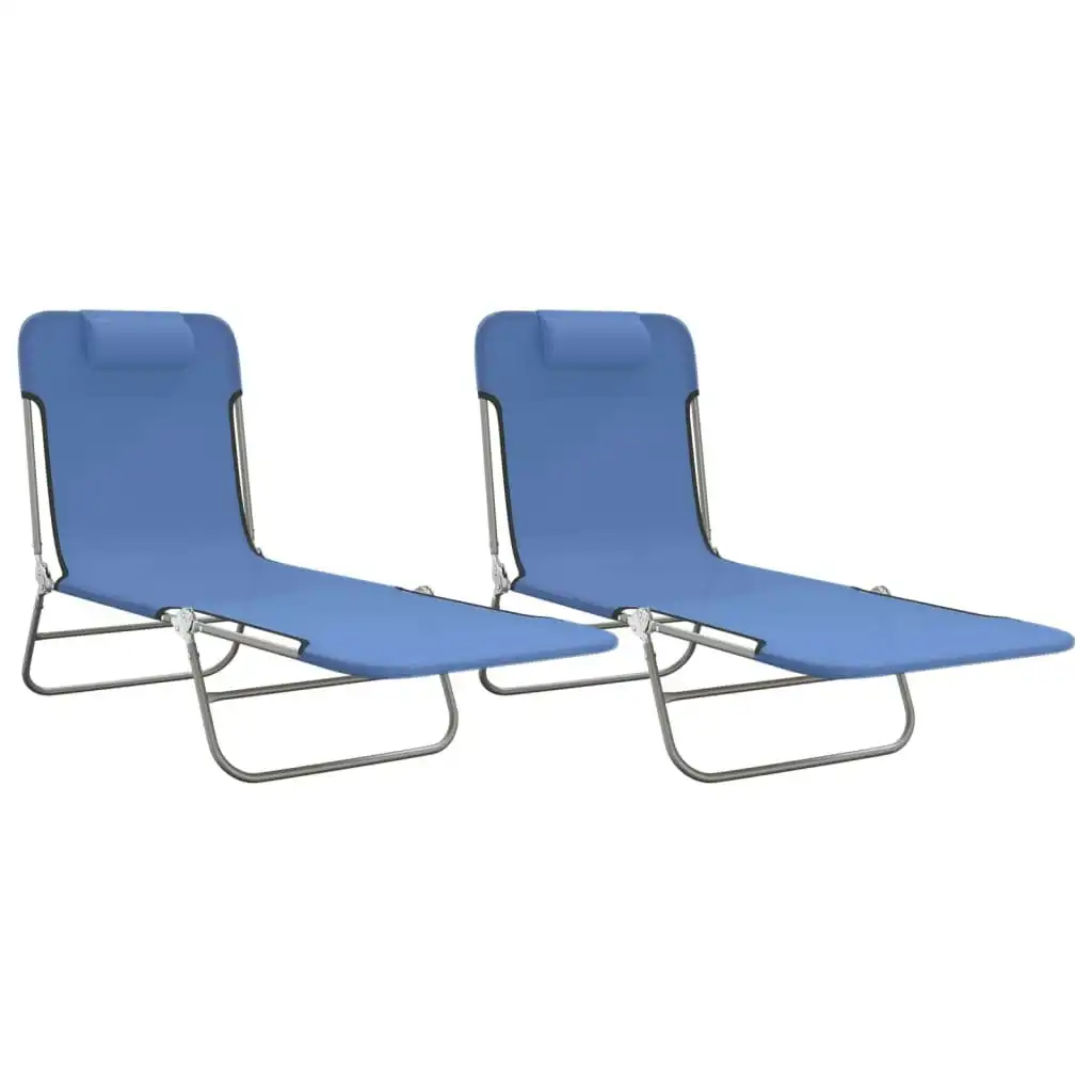 Folding Sun Loungers 2 pcs Blue Textilene and Steel 360180