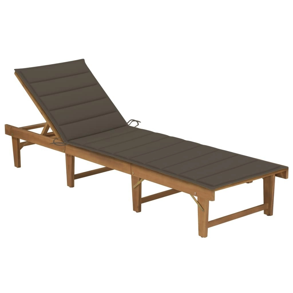 Folding Sun Lounger with Cushion Solid Acacia Wood 3064172