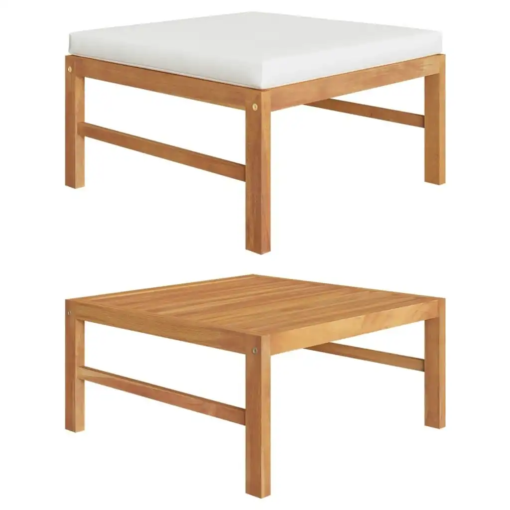 Footrest with Cream Cushion Solid Teak Wood 316106