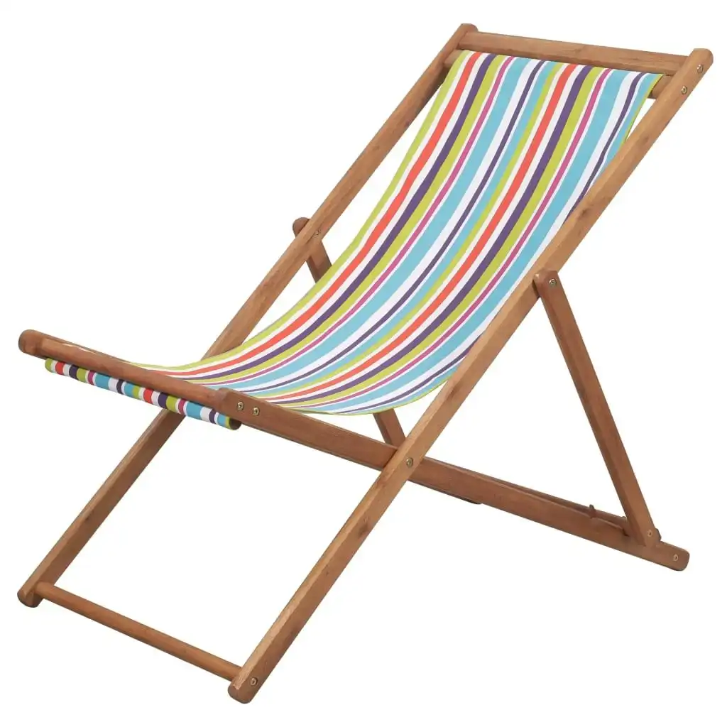 Folding Beach Chair Fabric and Wooden Frame Multicolour 44002