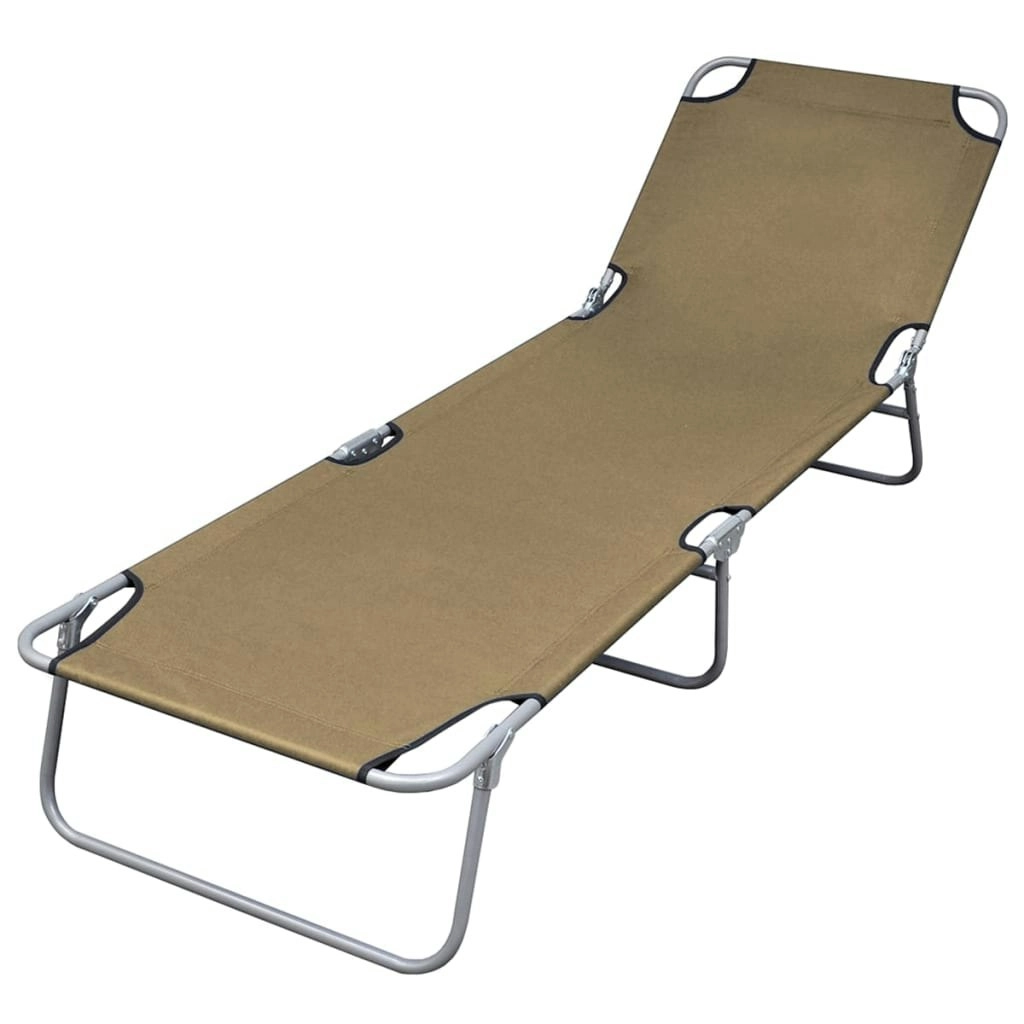 Foldable Sunlounger with Adjustable Backrest Taupe 44294