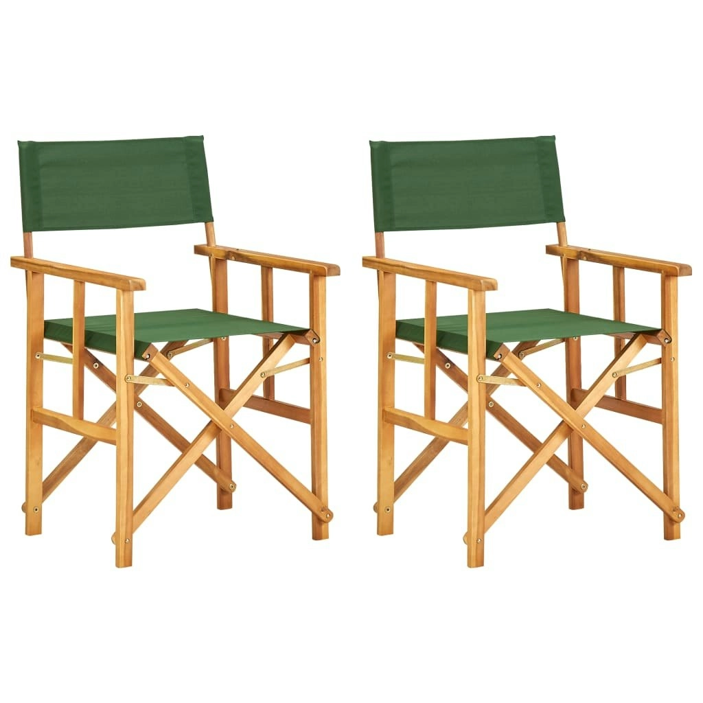 Director's Chairs 2 pcs Solid Acacia Wood Green 45949