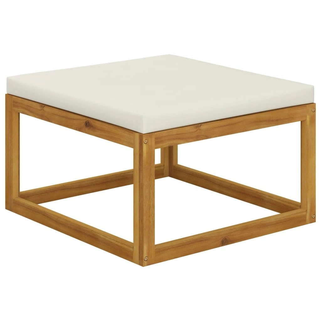 Footrest with Cream White Cushion Solid Acacia Wood 311865