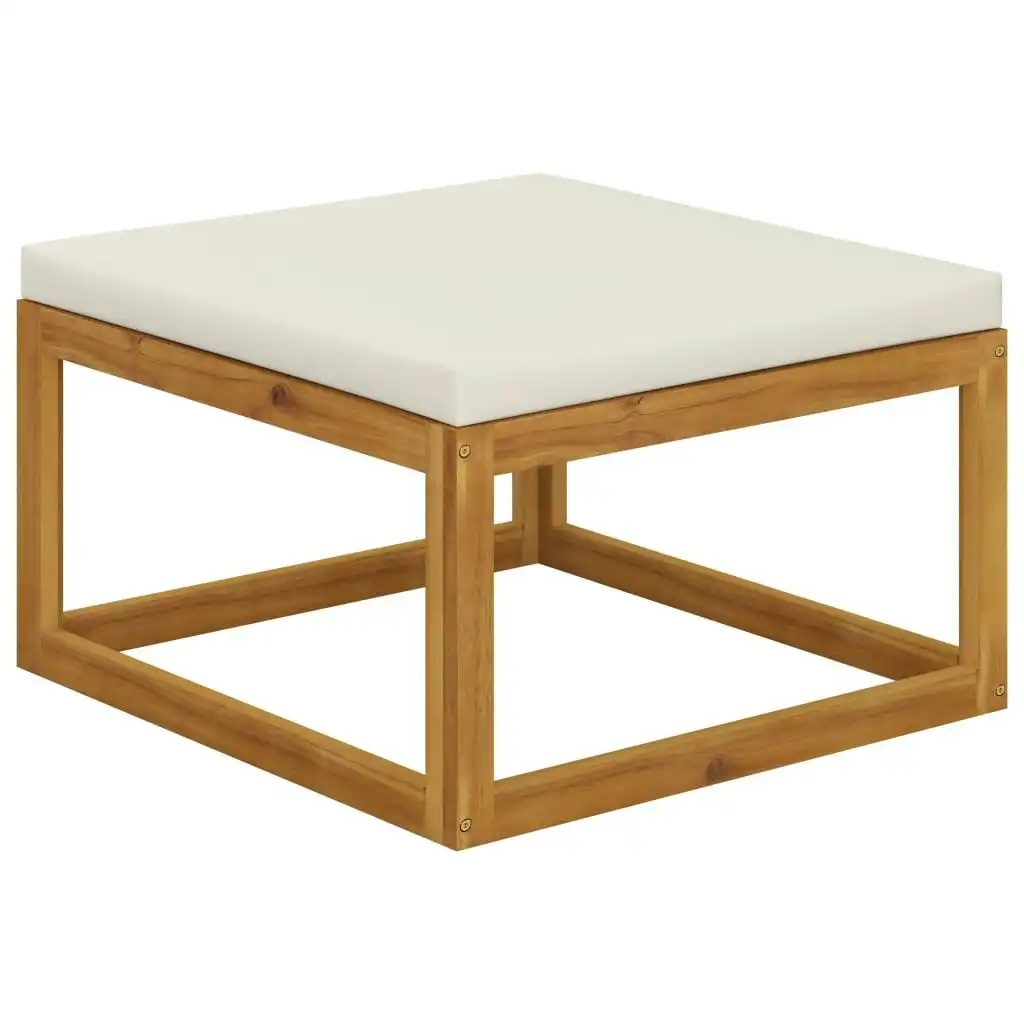 Footrest with Cream White Cushion Solid Acacia Wood 311865