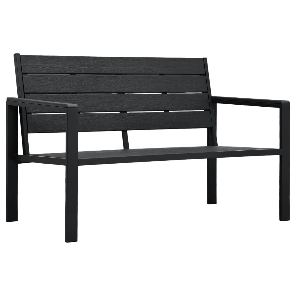 Garden Bench 120 cm HDPE Black Wood Look 47878