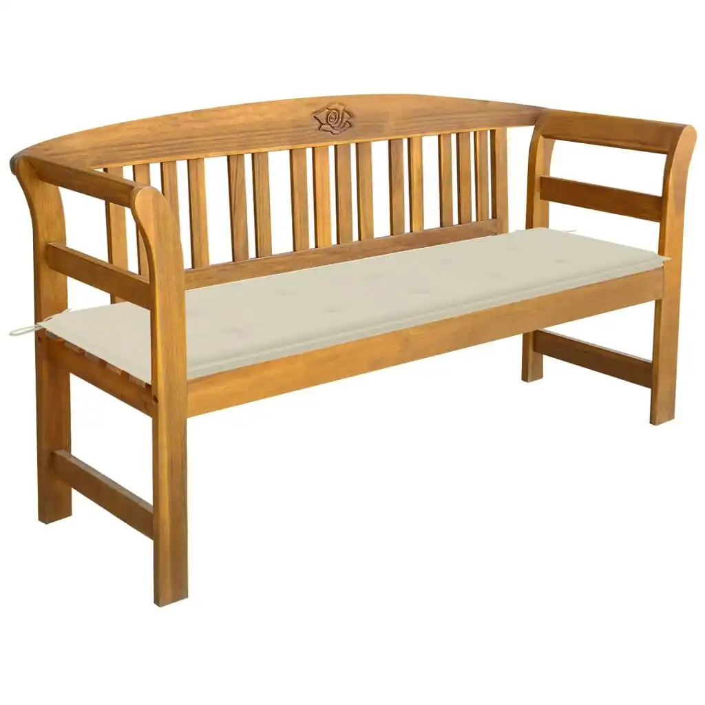 Garden Bench with Cushion 157 cm Solid Acacia Wood 3064268