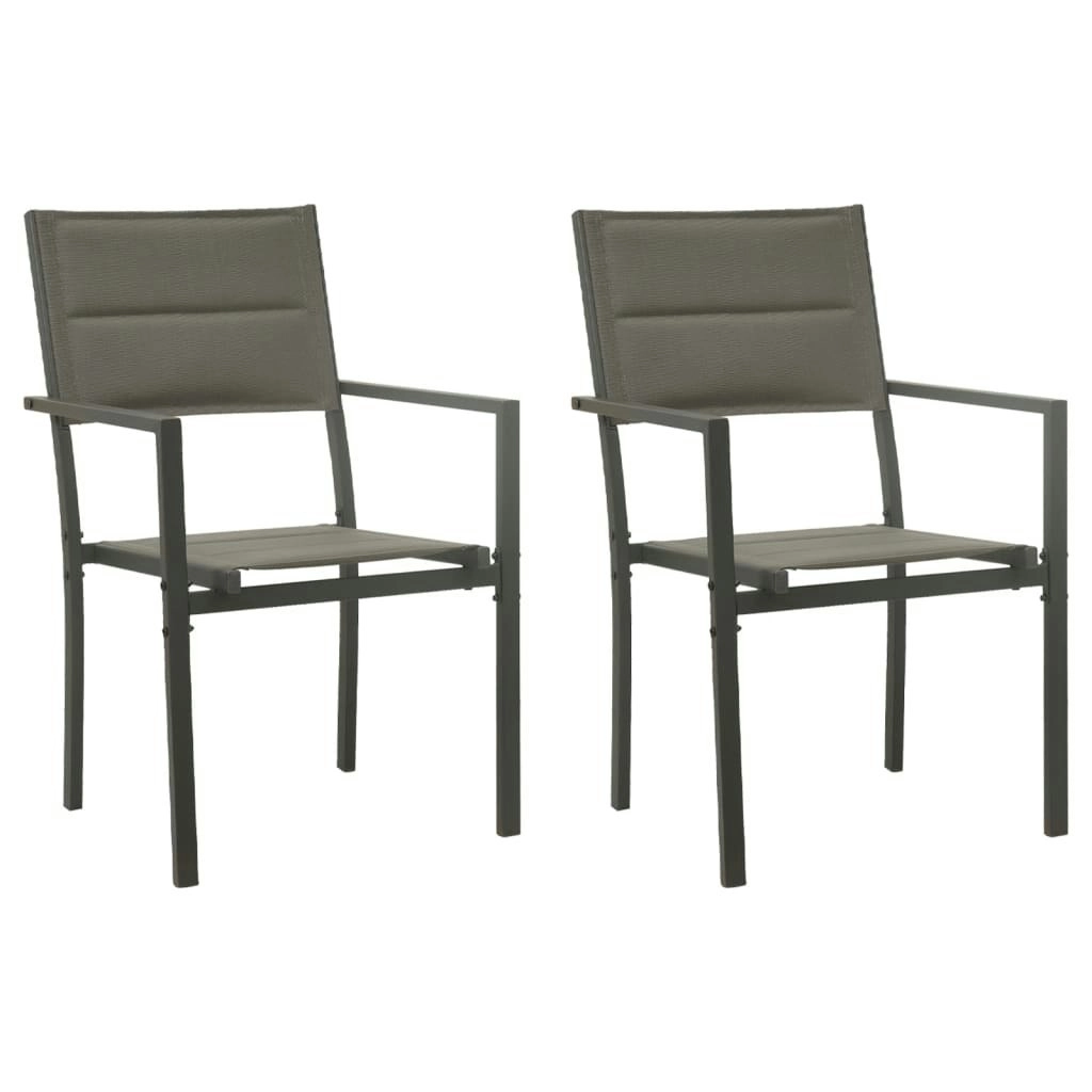 Garden Chairs 2 pcs Textilene and Steel Grey and Anthracite 313079