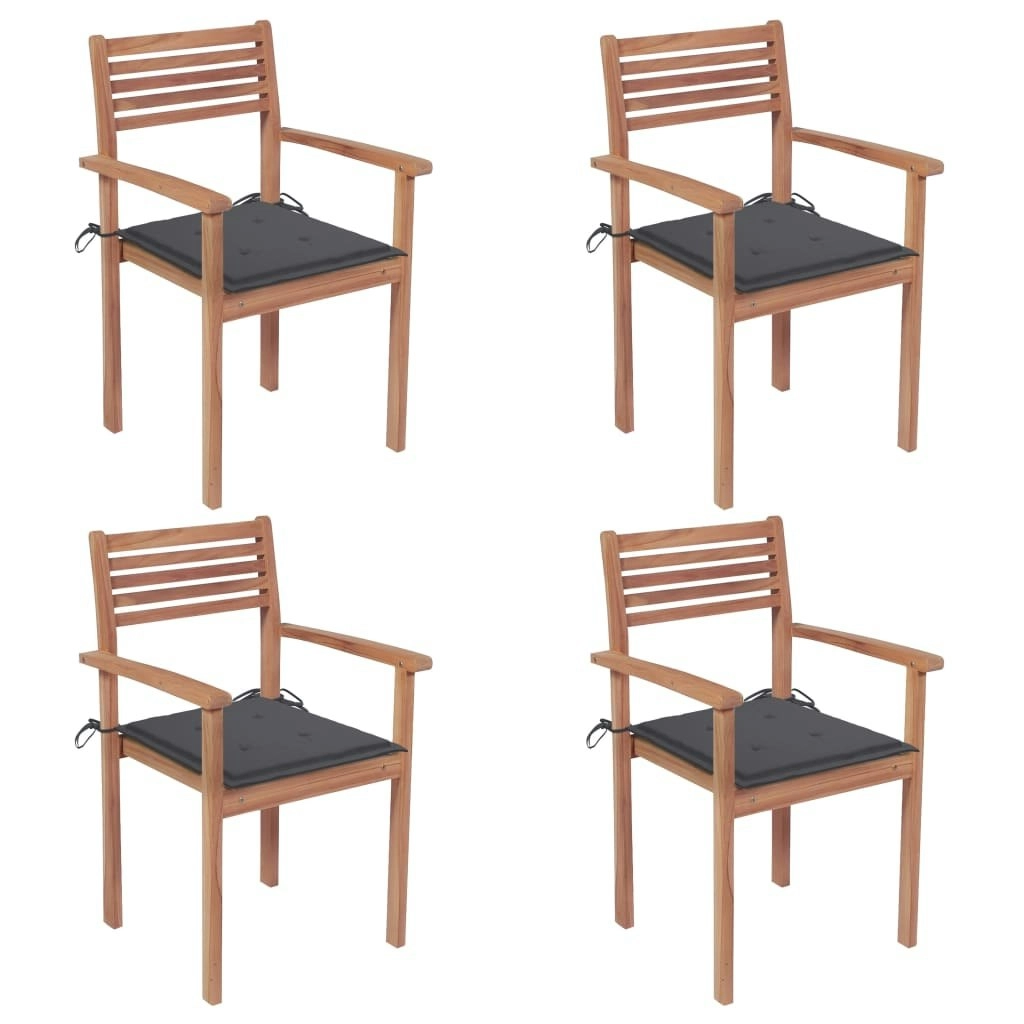 Garden Chairs 4 pcs with Anthracite Cushions Solid Teak Wood 3062289