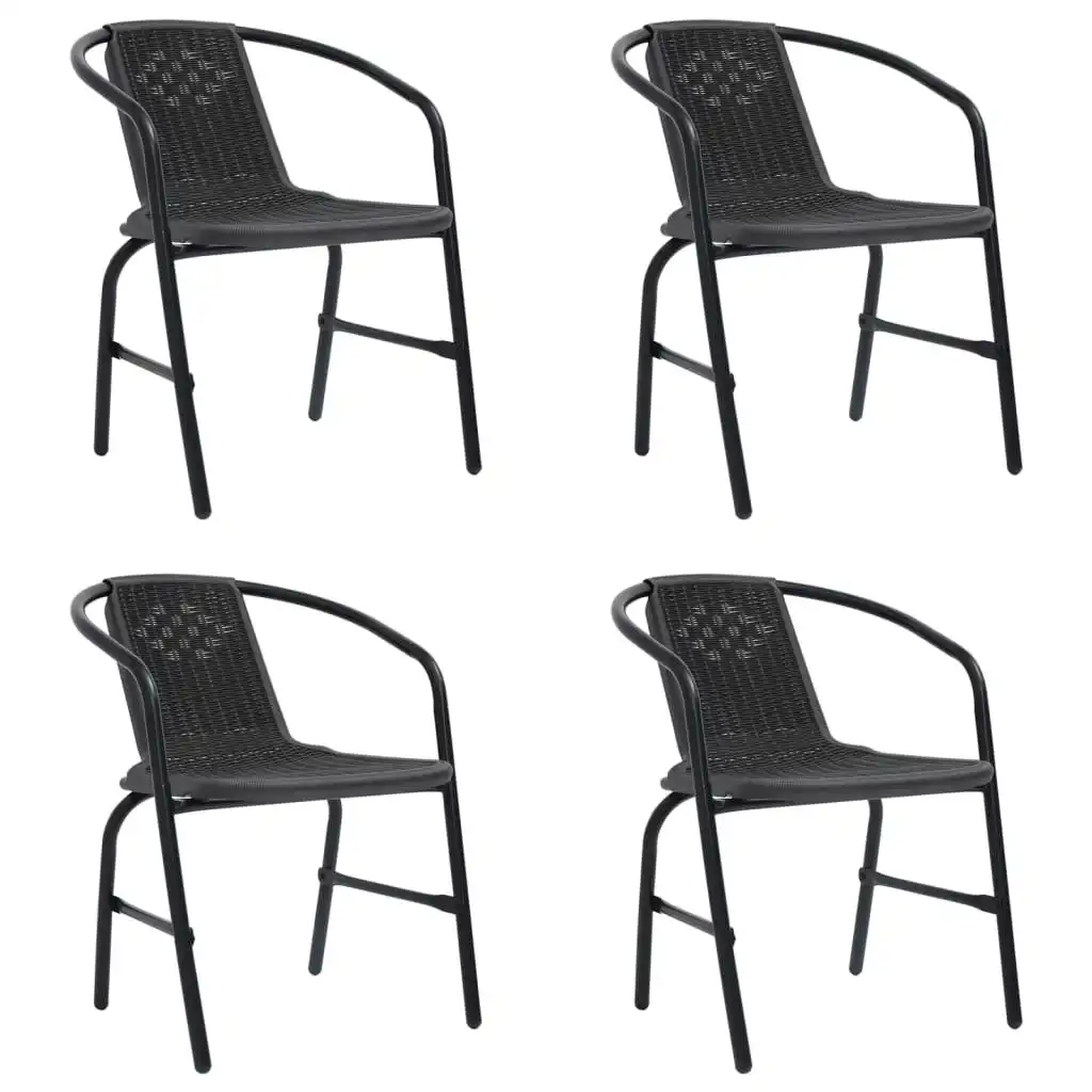 Garden Chairs 4 pcs Plastic Rattan and Steel 110 kg 312495