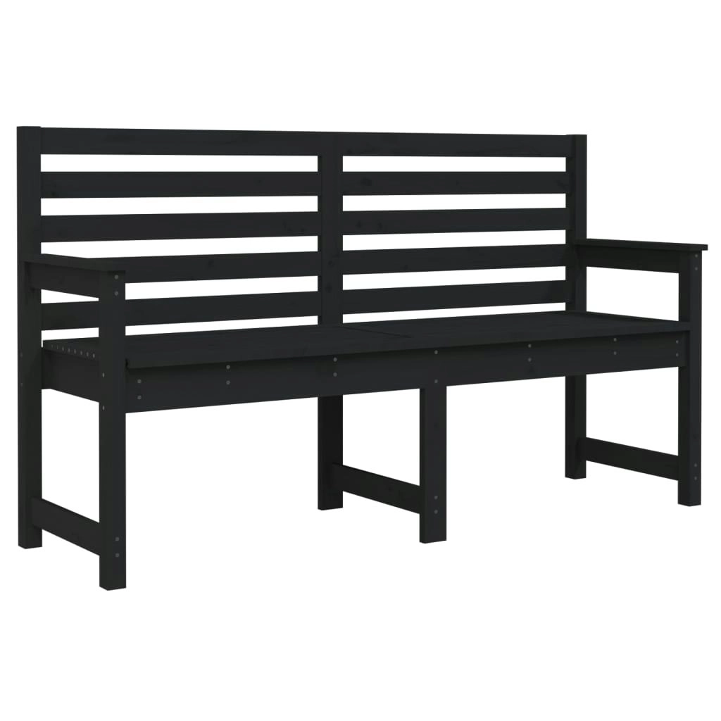 Garden Bench Black 159.5x48x91.5 cm Solid Wood Pine 824071