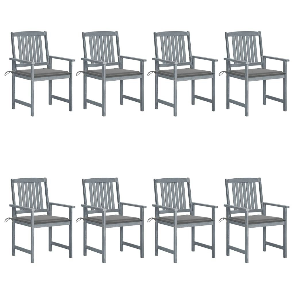 Garden Chairs with Cushions 8 pcs Solid Acacia Wood Grey 3078223