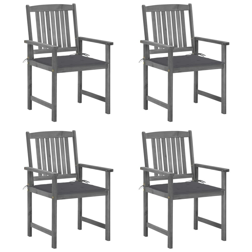 Garden Chairs with Cushions 4 pcs Grey Solid Acacia Wood 3061222