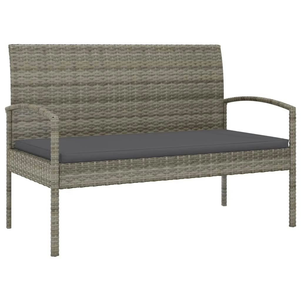 Garden Bench with Cushion Grey 105 cm Poly Rattan 362167