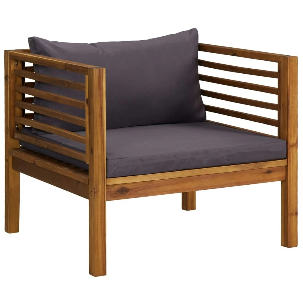 Garden Chair with Dark Grey Cushions Solid Acacia Wood 316293