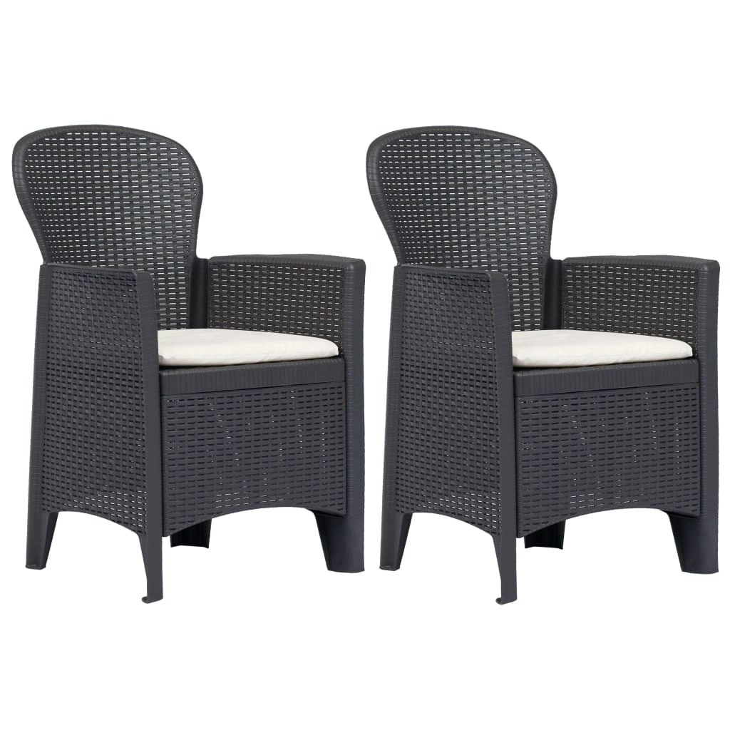 Garden Chair 2 pcs with Cushion Brown Plastic Rattan Look 45600