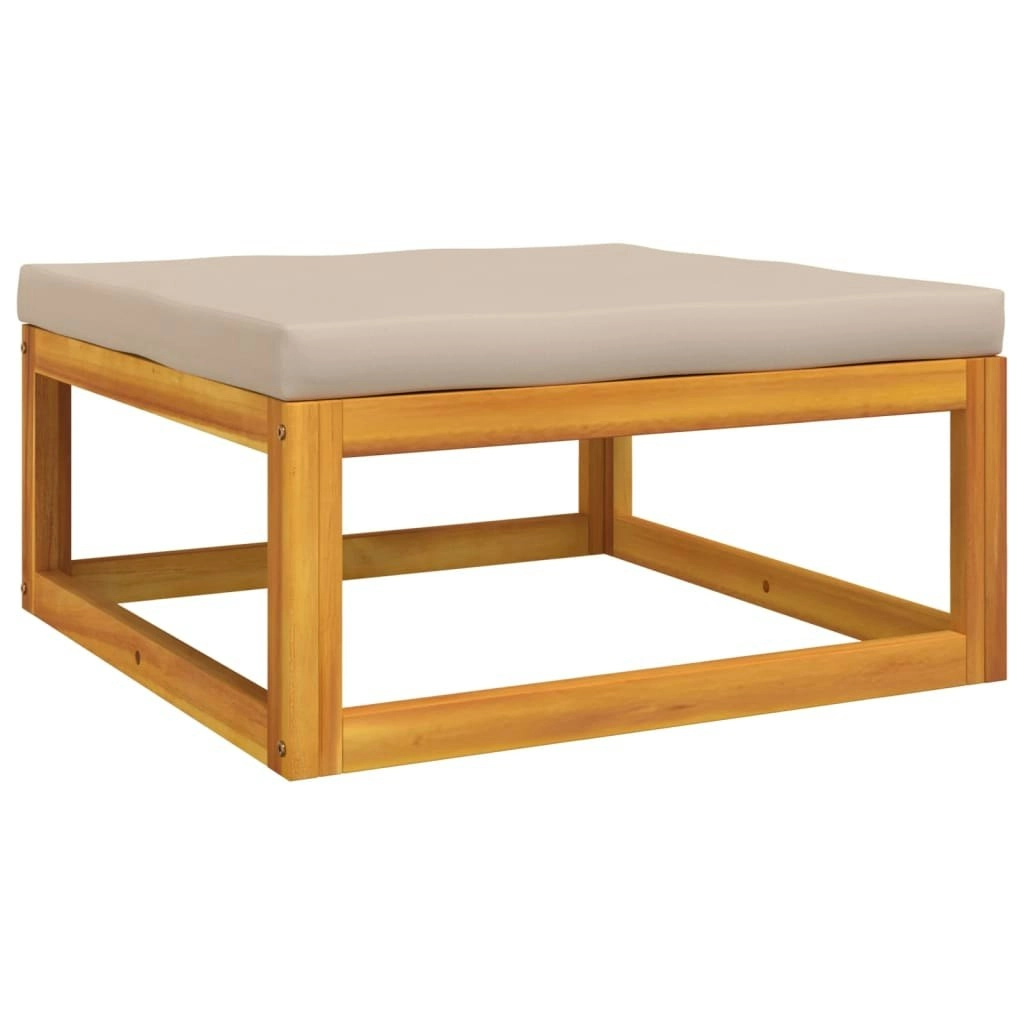 Garden Footrest with Taupe Cushion Solid Wood Acacia 360006