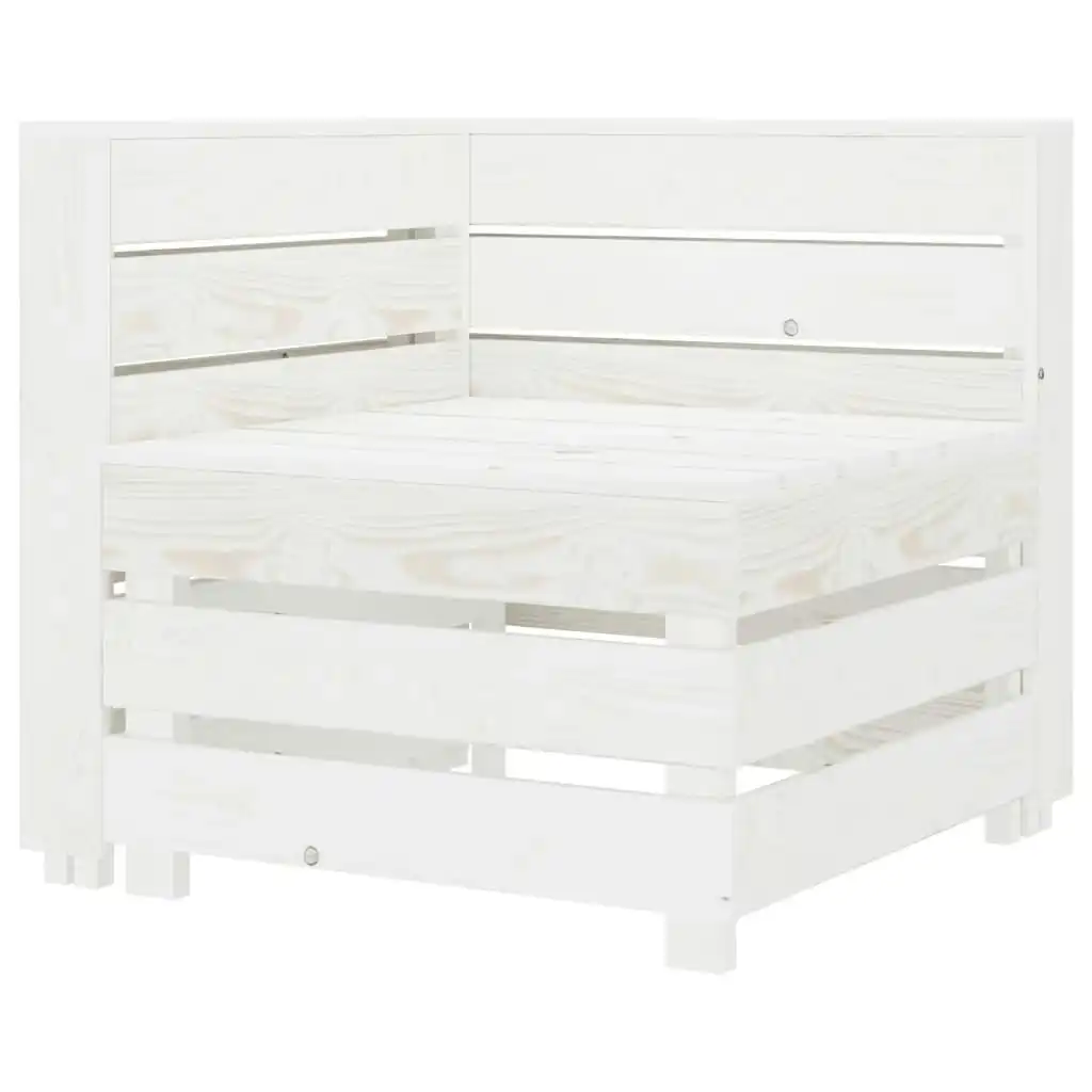 Garden Pallet Corner Sofa White Wood 313580