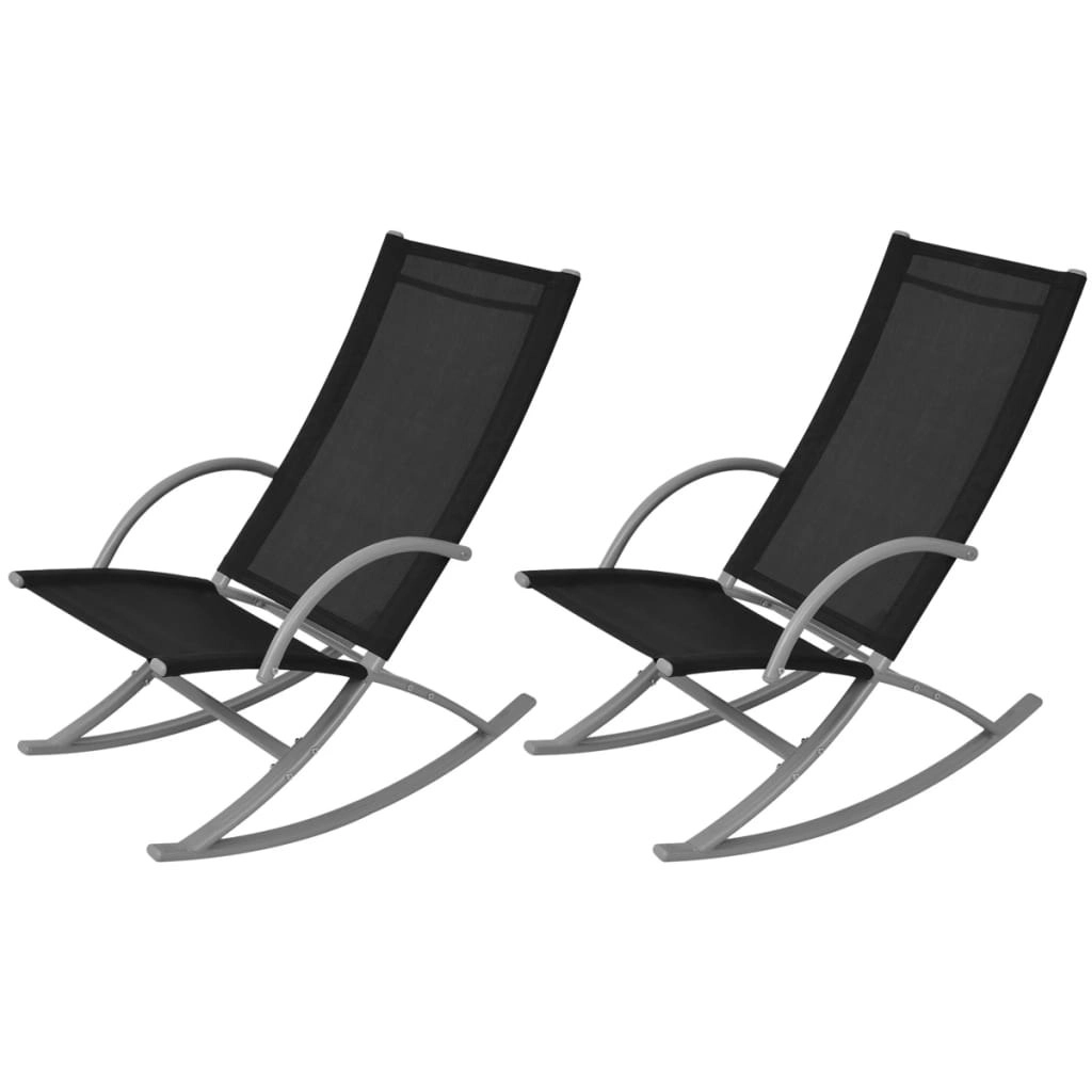 Garden Rocking Chairs 2 pcs Steel and Textilene Black 42163