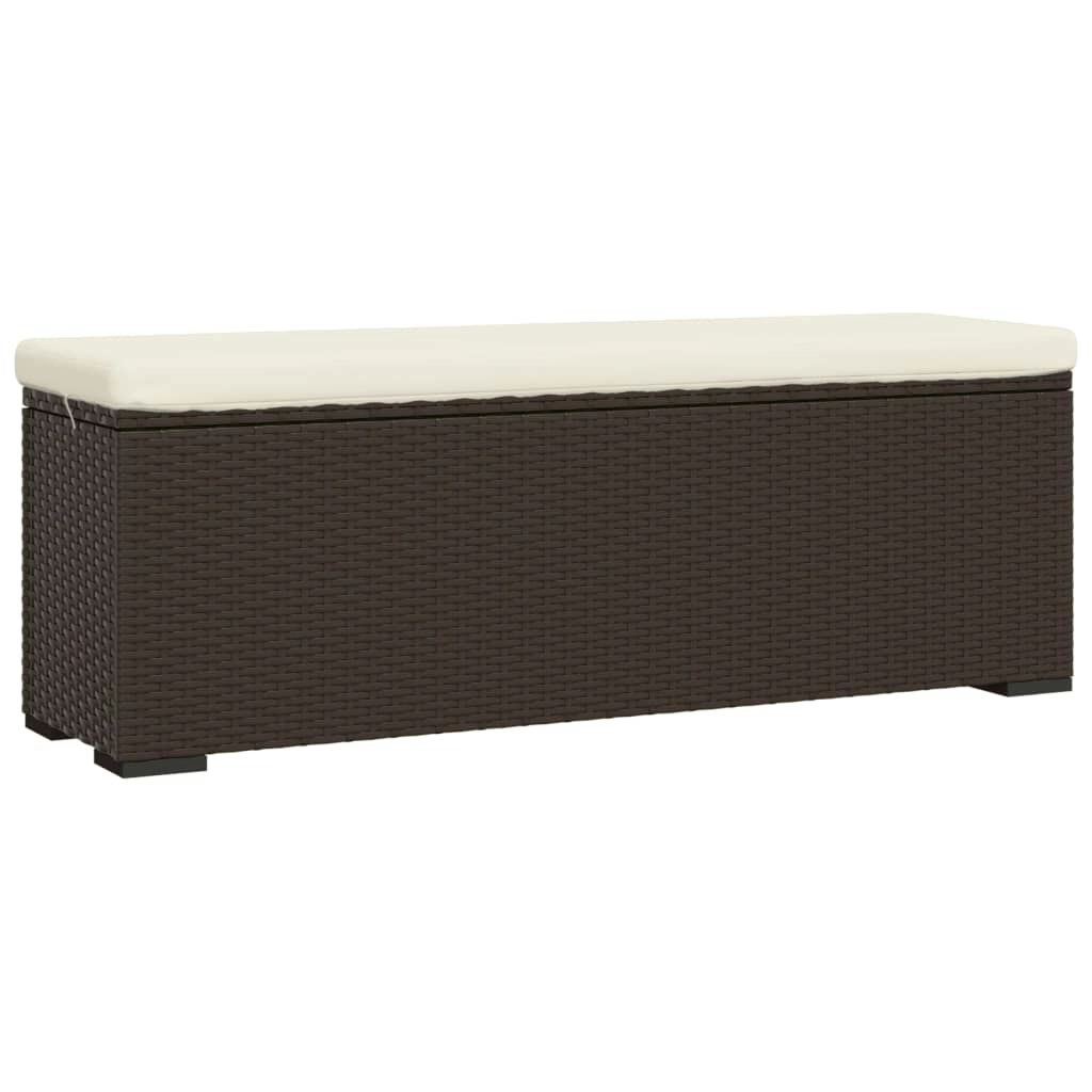 Ottoman Bench with Cushion Brown 110x30x40 cm Poly Rattan 319397